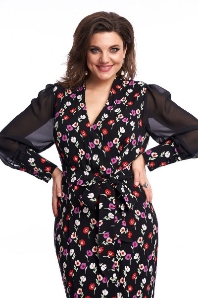 Платье с запахом, приталенное из ткани с ярким принтом Almirastyle 204 - фото 5