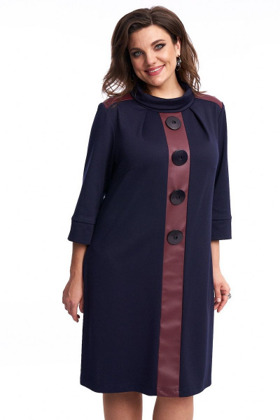 Платье с кожзаменом и кружевными элементами из трикотажа Almirastyle 210 - фото 3