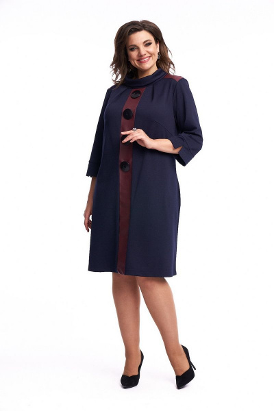 Платье с кожзаменом и кружевными элементами из трикотажа Almirastyle 210 - фото 2