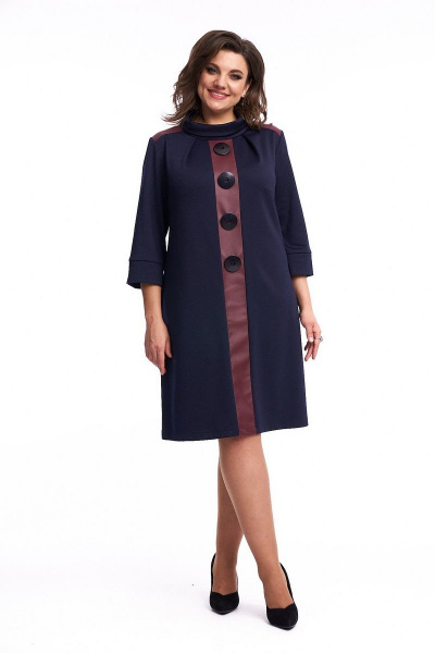 Платье с кожзаменом и кружевными элементами из трикотажа Almirastyle 210 - фото 1