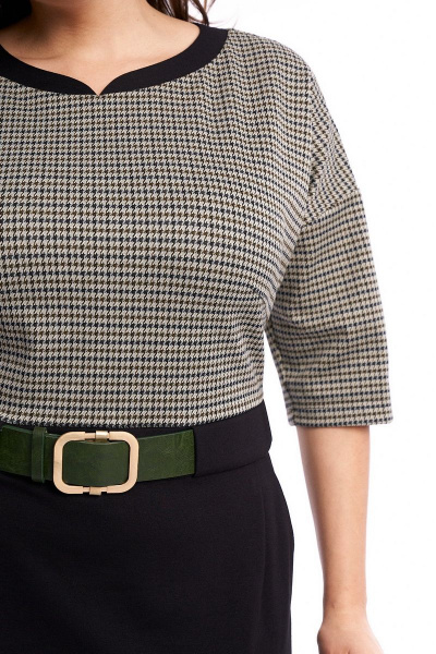 Платье приталенного силуэта с контрастным поясом из трикотажа Almirastyle 213 - фото 5