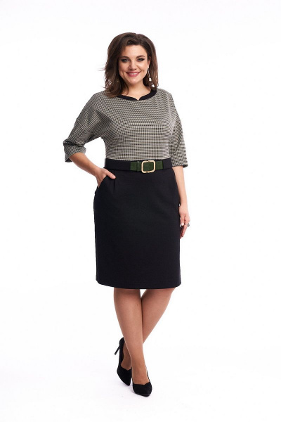 Платье приталенного силуэта с контрастным поясом из трикотажа Almirastyle 213 - фото 2