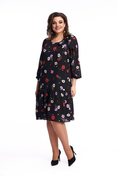 Платье с воланами из шифона и трикотажа с собранным низом Almirastyle 217 - фото 3