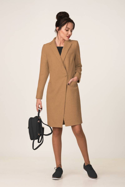 Пальто полушерстяное с отложным воротником на пуговицах GlasiO 15034-5 - фото 1