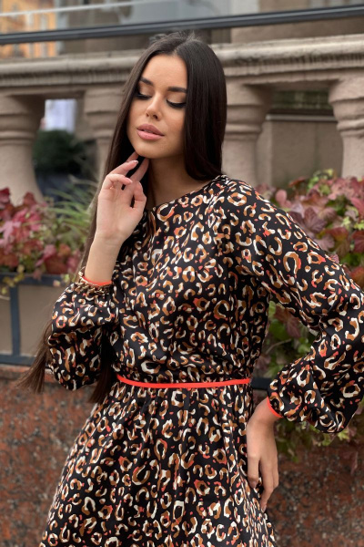 Черное платье-кимоно из шерсти и вискозы с кружевами Pavlova 014 - фото 7