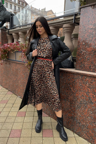 Черное платье-кимоно из шерсти и вискозы с кружевами Pavlova 014 - фото 6