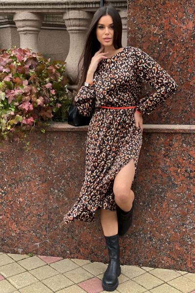 Черное платье-кимоно из шерсти и вискозы с кружевами Pavlova 014 - фото 4