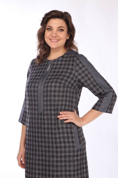 Платье с лампасами и кокеткой на спинке Lady Style Classic 1503/1 синий_с_черным - фото 2