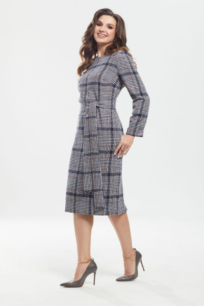 Платье прямое демисезонное из вискозы с поясом MALI 422-102 оранж - фото 8