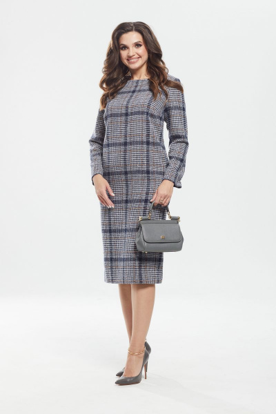 Платье прямое демисезонное из вискозы с поясом MALI 422-102 оранж - фото 1