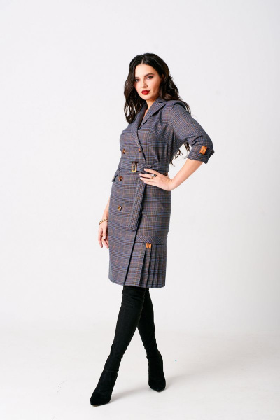 Платье Твой имидж 1283 серый+синий - фото 2