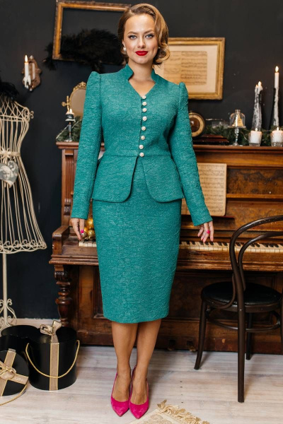 Жакет, юбка Мода Юрс 2319 изумруд - фото 1