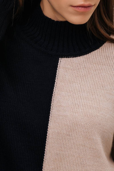 Бежевый и черный демисезонный джемпер из трикотажа Romgil 810ШТЗ светло-бежевый,черный - фото 4