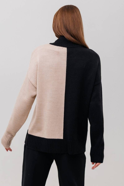 Бежевый и черный демисезонный джемпер из трикотажа Romgil 810ШТЗ светло-бежевый,черный - фото 2