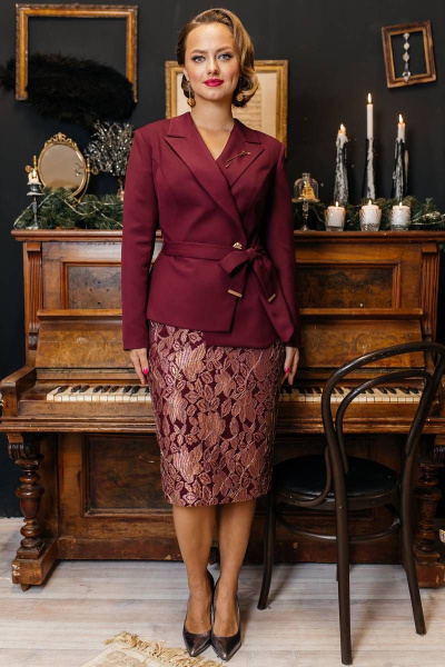 Жакет, юбка Мода Юрс 2722 бордо - фото 1