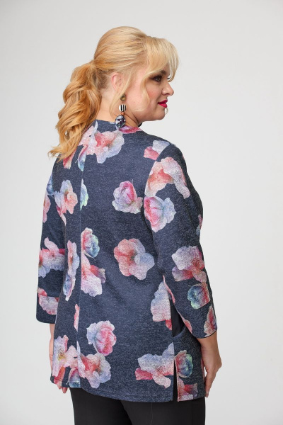 Блуза деловая женская с имитацией запаха из трикотажа БАГРЯНИЦА 2040 синий-орхидеи - фото 4