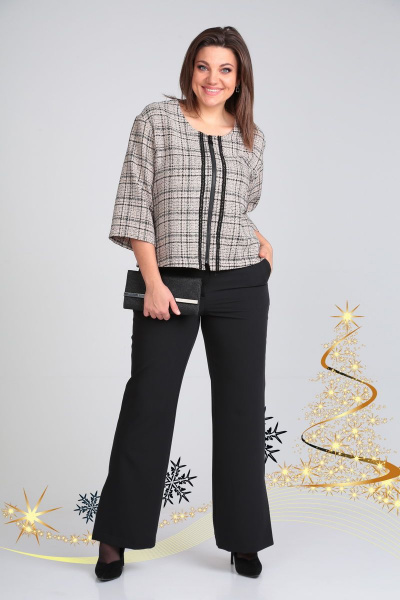 Брюки, жакет Michel chic 1324 черный-бежевый - фото 2