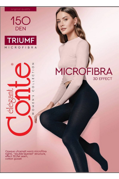 Демисезонные микрофибровые колготки эффект 3D черные CONTE Triumf_150_Nero - фото 4