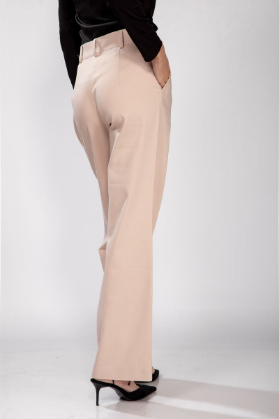Бежевые брюки с расклешением из хлопкового текстиля THE NAME 2206В - фото 7