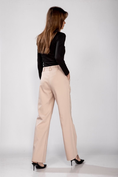 Бежевые брюки с расклешением из хлопкового текстиля THE NAME 2206В - фото 5