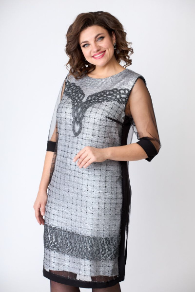 Платье из кружево и сетки с разрезом и цветочным узором Solomeya Lux 761C - фото 2