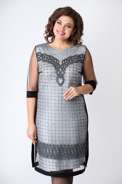 Платье из кружево и сетки с разрезом и цветочным узором Solomeya Lux 761C - фото 6
