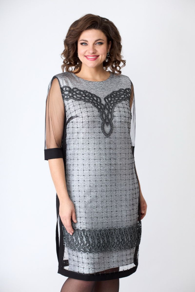 Платье из кружево и сетки с разрезом и цветочным узором Solomeya Lux 761C - фото 4