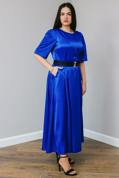 Платье с отрезной талией, карманами и молнией на спине MadameRita 1289 синий - фото 1