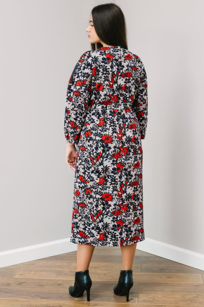 Повседневное трикотажное платье с разрезом и V-образным вырезом MadameRita 1281 принт - фото 4