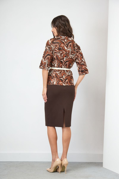 Демисезонный текстильный комплект: блузон и юбка с ремнем Ларс Стиль 729/1 - фото 4