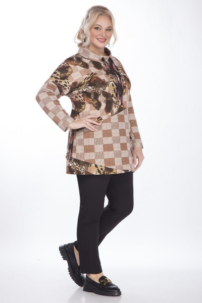 Блуза прямого силуэта с люрексом и накладным карманом из трикотажа Matini 4.1272/1 клетка - фото 5