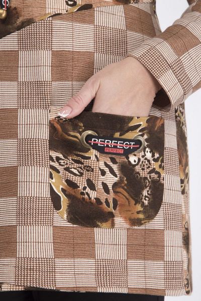 Блуза прямого силуэта с люрексом и накладным карманом из трикотажа Matini 4.1272/1 клетка - фото 12