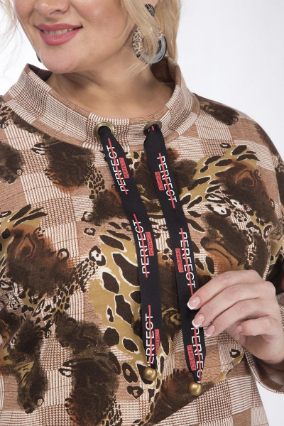 Блуза прямого силуэта с люрексом и накладным карманом из трикотажа Matini 4.1272/1 клетка - фото 10