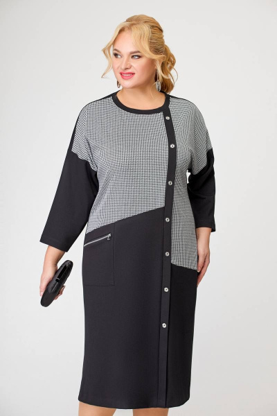 Платье из трикотажа с косыми подрезами и накладным карманом Swallow 641 - фото 6