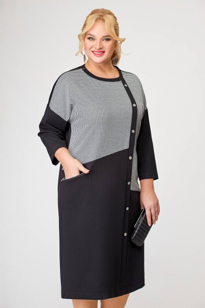 Платье из трикотажа с косыми подрезами и накладным карманом Swallow 641 - фото 5