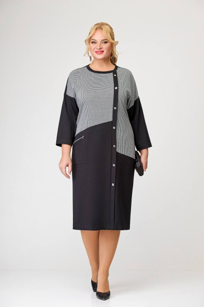 Платье из трикотажа с косыми подрезами и накладным карманом Swallow 641 - фото 1