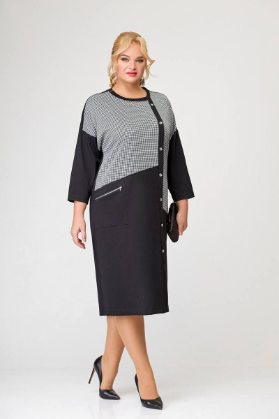 Платье из трикотажа с косыми подрезами и накладным карманом Swallow 641 - фото 2