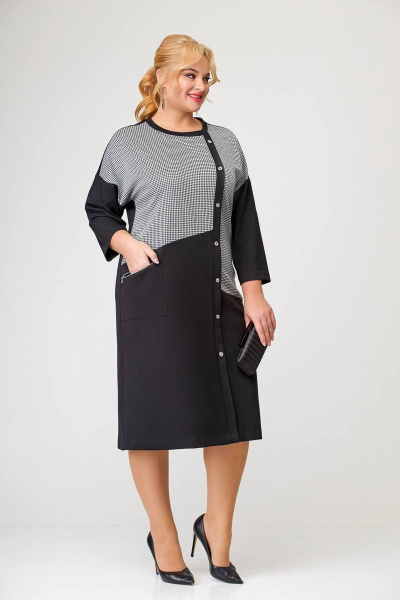 Платье из трикотажа с косыми подрезами и накладным карманом Swallow 641 - фото 3