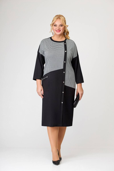 Платье из трикотажа с косыми подрезами и накладным карманом Swallow 641 - фото 4