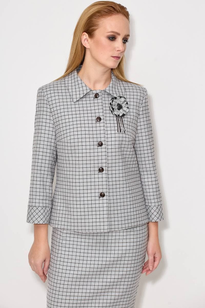 Жакет, юбка LeNata 21091 беж-в-клетку. - фото 5