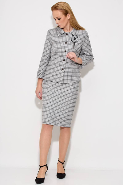 Жакет, юбка LeNata 21091 беж-в-клетку. - фото 4