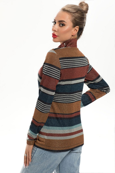 Джемпер прямой силуэт с полосатым рисунком из трикотажа Golden Valley 2325 мультиколор - фото 3