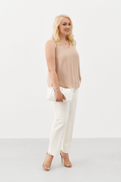 Блуза без рукавов из текстиля на демисезон Ketty К-01040 беж - фото 3