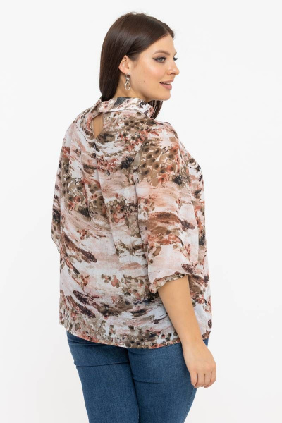 Демисезонная блуза из шифона с воротником-стойкой Avila 0822 терракотовый - фото 4