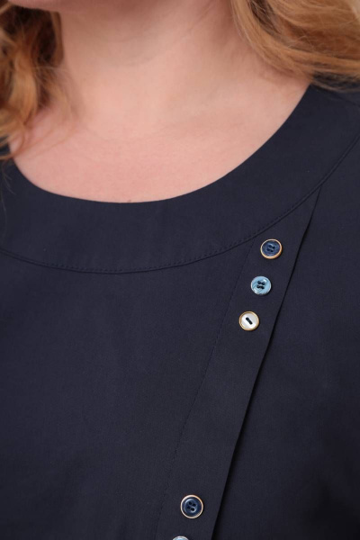 Туника летняя на рост 164 см с вышивкой и отворотом Линия Л Б-1871 тёмно-синий - фото 4