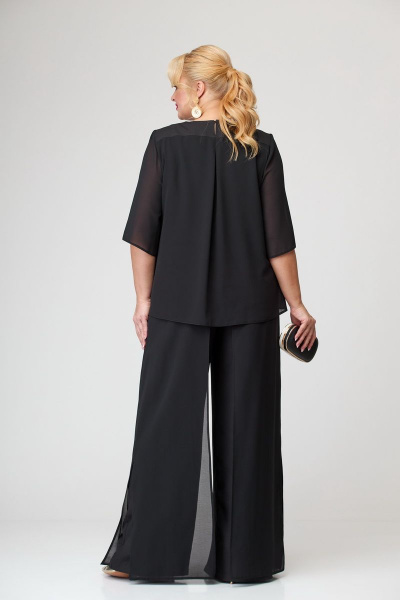 Нарядный костюм из шифона с блузкой и брюками палаццо БАГРЯНИЦА 2212 черный - фото 6