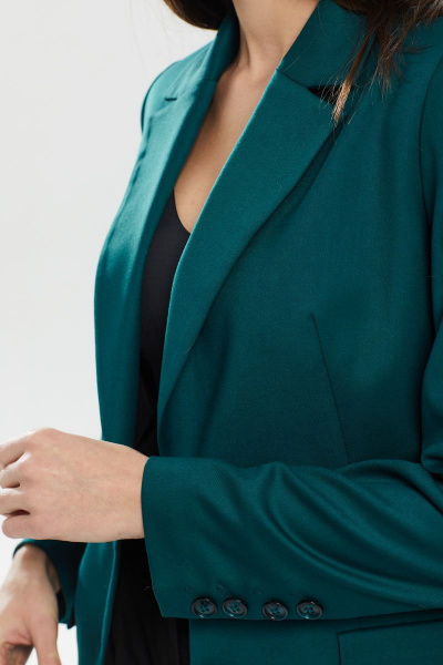 Жакет свободного силуэта из льна с внутренней кулисой DAVA 131 изумруд - фото 4