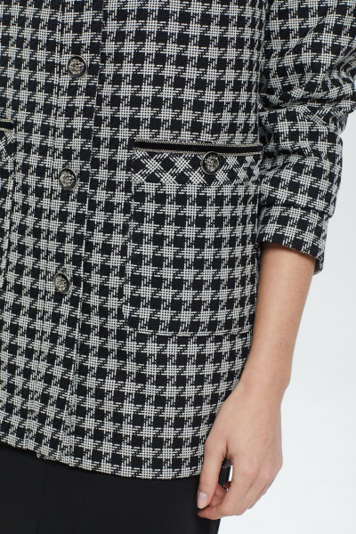 Жакет делового стиля из текстиля и шерсти с накладными карманами DAVA 135 черный - фото 4