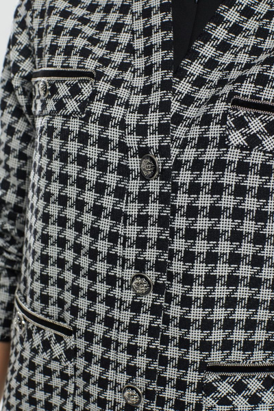 Жакет делового стиля из текстиля и шерсти с накладными карманами DAVA 135 черный - фото 3