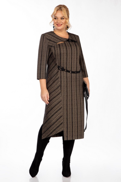 Платье демисезонное трикотажное в полоску с кокетками Tellura-L 1663 - фото 1